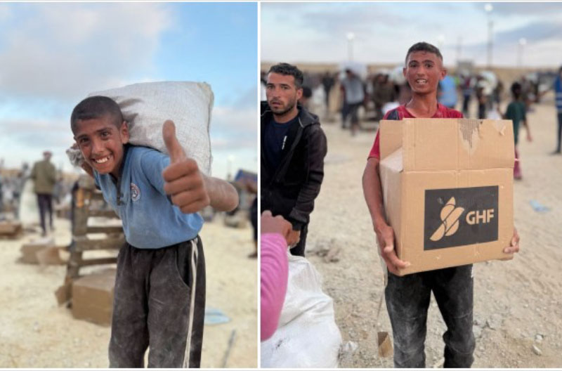 Gazaties-con-ayuda humanitaria